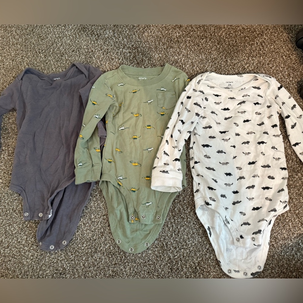 Set of Three Long Sleeve Baby Onesies Bundle